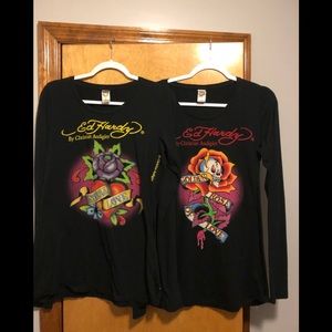 Lot of 2 Ed Hardy black long sleeve shirts